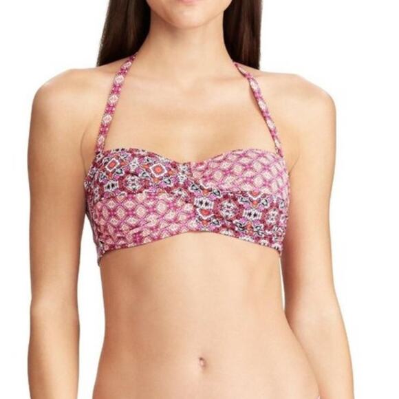 0255 NWT LAUREN Ralph Lauren PINK BANDEAU BIKINI TOP - Picture 2 of 8